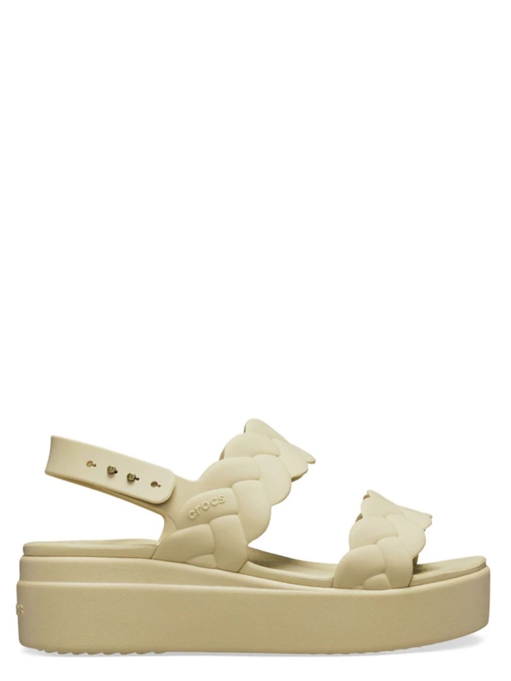 Crocs Cream Brooklyn Woven Low Wedges Size 8